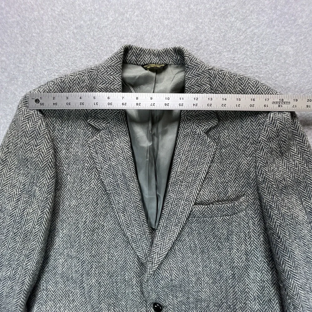 Vintage Harris Tweed Blazer Mens 42R Gray Herringbone Sport Coat Jacket Stafford